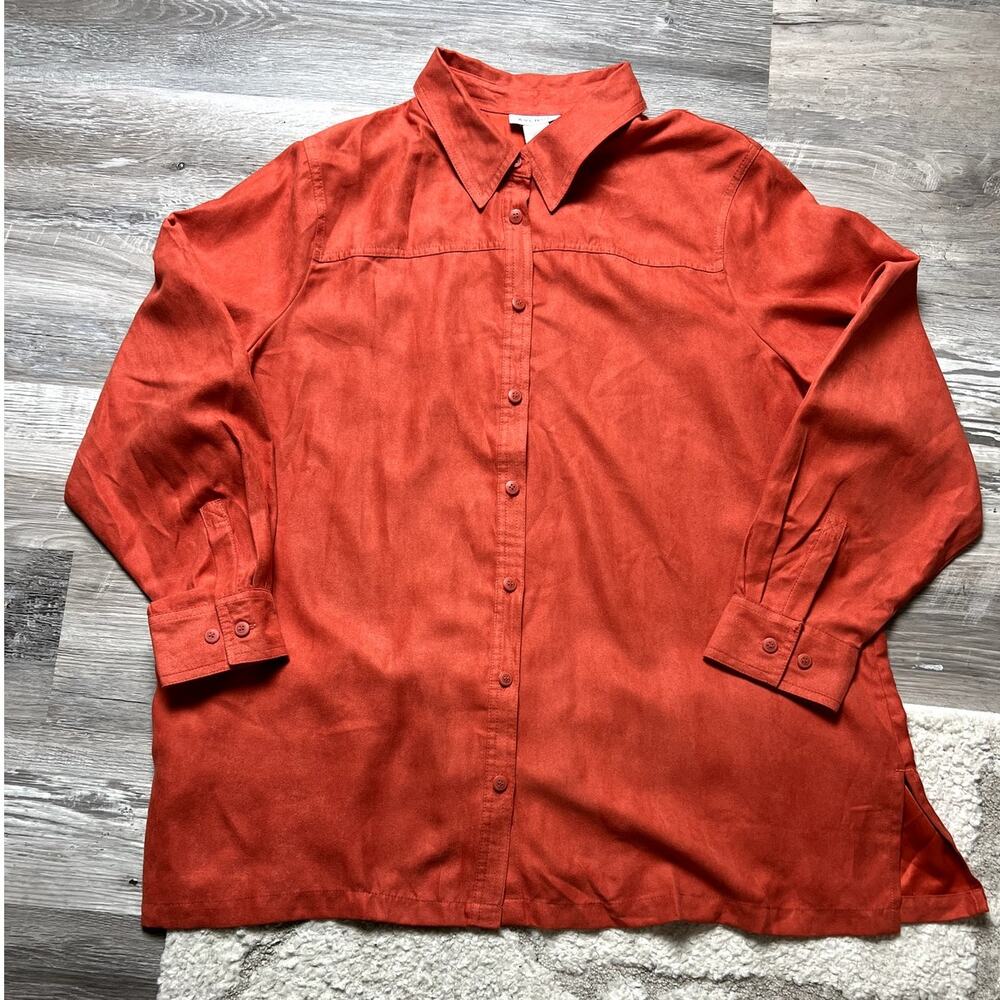 Avenue NWT Normcore Burnt Orange Button-Up Blouse 18/20 Minimalist Casual Top